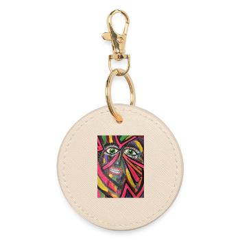 Luminous Portrait Mosaic - Round Keyring - oyster - Front