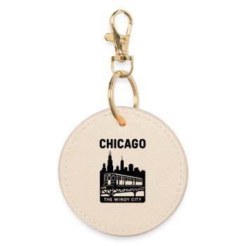 Chicago, USA, Illinois - Round Keyring - oyster - Front