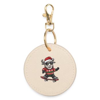 Chèvre de montagne Noël drôle - Porte-clés rond - huître - Devant