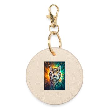Lynx – Spirit of Clarity and Energy - Round Keyring - oyster - Front