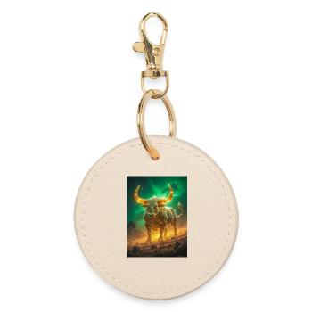 Celestial bull forged from starlight and eternal - Round Keyring - oyster - Front