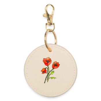 Blumen - Runder Schlüsselanhänger - Auster - Vorne