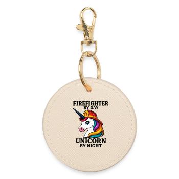 Licorne pompier de nuit - Porte-clés rond - huître - Devant