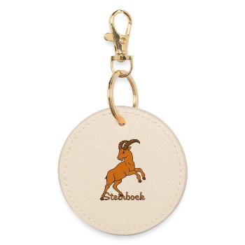 Zodiac sign Capricorn with lettering - Round Keyring - oyster - Front