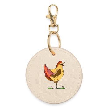 hen - Round Keyring - oyster - Front