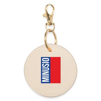 Minusio Vertical Typography Blue Red - Round Keyring - oyster - Front