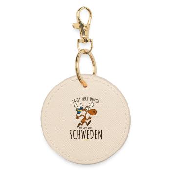 Let me through, I have to go to Sweden - Round Keyring - oyster - Front