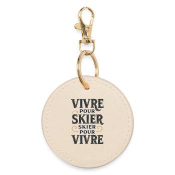 Vivre pour skier, skier pour vivre - Porte-clés rond - huître - Devant