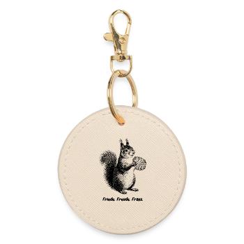 Peace, Joy, Franz Squirrel - Round Keyring - oyster - Front