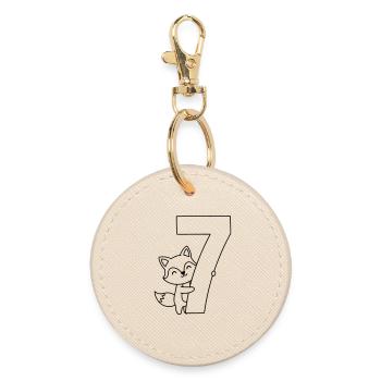 Un renard mignon avec une illustration de dessin animé numéro 7 - Porte-clés rond - huître - Devant