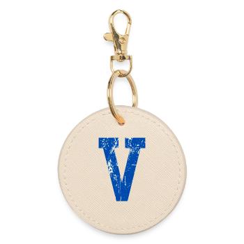 Letter v Sport Retro - Runder Schlüsselanhänger - Auster - Vorne