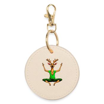 Yoga Deer - Round Keyring - oyster - Front