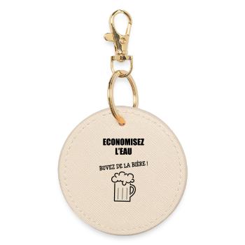 Save water, drink beer - Round Keyring - oyster - Front