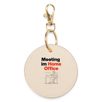 Meeting im Home Office – Laptoplife, Handy, chill - Runder Schlüsselanhänger - Auster - Vorne