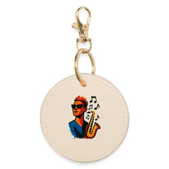 Saxophon – Jazz – Musik - Runder Schlüsselanhänger - Auster - Vorne