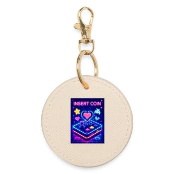 Insert Coin Arcade Love – Rétro 80s Gaming - Porte-clés rond - huître - Devant