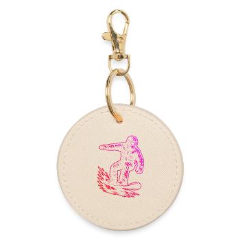 Classic snowboard motif - Round Keyring - oyster - Front