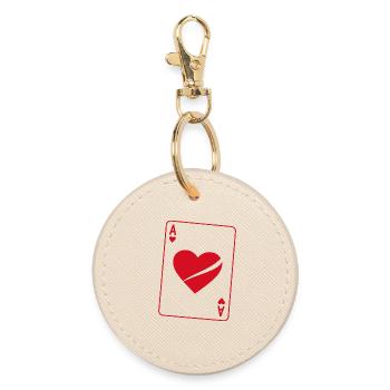 Herz Ass Poker Kostüm Damen Karneval Lustig - Runder Schlüsselanhänger - Auster - Vorne