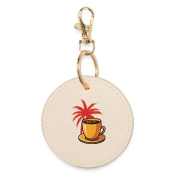 Tropischer Kaffee Palmenstil - Runder Schlüsselanhänger - Auster - Vorne