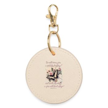 Bible Verse Butterfly Christian - Round Keyring - oyster - Front