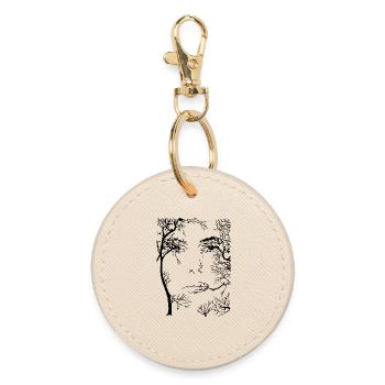 Le visage de la forêt (noir) - Porte-clés rond - huître - Devant