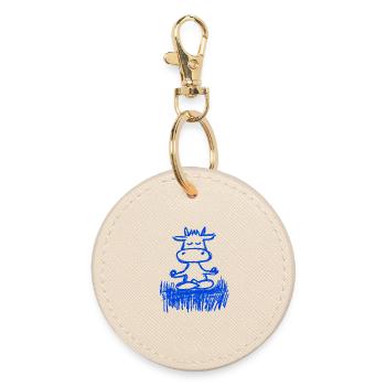 Zen cow in the meadow - Round Keyring - oyster - Front