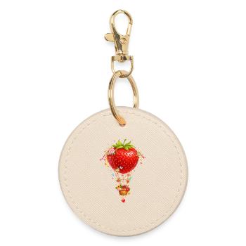 Strawberry Hot Air Balloon Fantasy - Round Keyring - oyster - Front