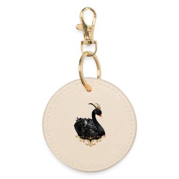 Black Swan with Golden Crown - Round Keyring - oyster - Front
