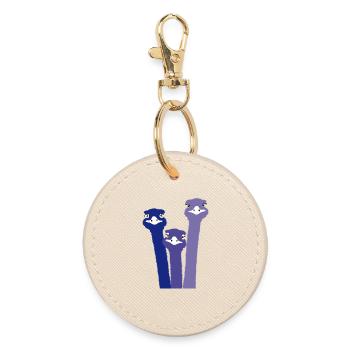 Nandu, tête d’autruche, émeu, autruche - Porte-clés rond - huître - Devant