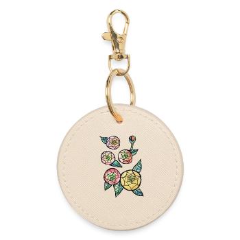 Buntglas-Bloom-Trio - Runder Schlüsselanhänger - Auster - Vorne