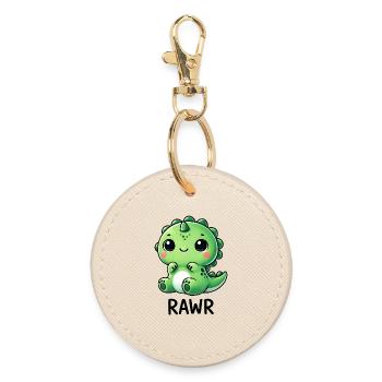 Mignon Dino T-Rex Dinosaure Cartoon Chibi Roar - Porte-clés rond - huître - Devant