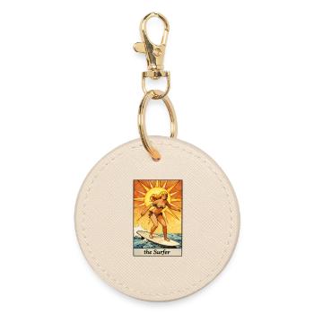Surfer Girl Vintage-Tarotkarte - Runder Schlüsselanhänger - Auster - Vorne