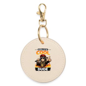 Born to Be Cool Dude Monkey - Round Keyring - oyster - Front