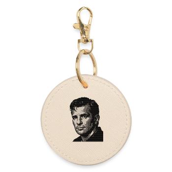 Jack Kerouac Halftone Portrait - Round Keyring - oyster - Front