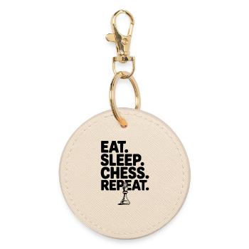 Eat. Sleep. Chess. Repeat. - Round Keyring - oyster - Front