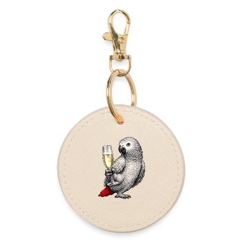 African grey parrot sparkling wine - Round Keyring - oyster - Front