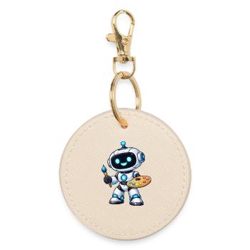 Künstlerischer Malroboter mit Palette - Runder Schlüsselanhänger - Auster - Vorne