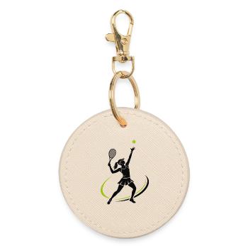 Tennis Mädchen - Runder Schlüsselanhänger - Auster - Vorne