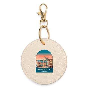 Poster de voyage vintage à Marseille, France, Port City - Porte-clés rond - huître - Devant