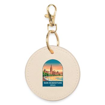 San Sebastian Spain Vintage Travel Poster - Round Keyring - oyster - Front