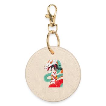 Anime Style Geisha with Dragon - Round Keyring - oyster - Front