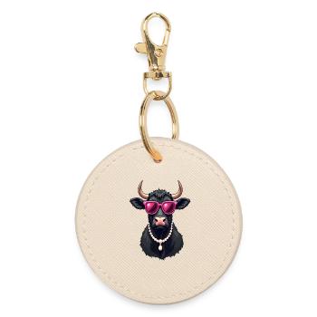 Cow - Round Keyring - oyster - Front