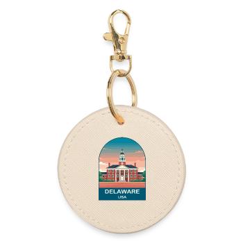 Art d’affiches de voyage vintage Delaware USA - Porte-clés rond - huître - Devant