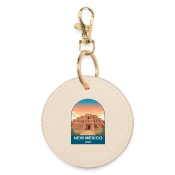 New Mexico USA Vintage Travel Poster Art - Round Keyring - oyster - Front