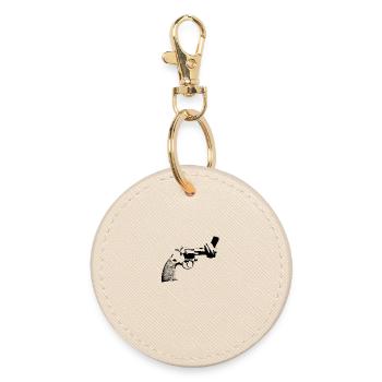 pistol ukraine peace poster poster No war anti - Round Keyring - oyster - Front