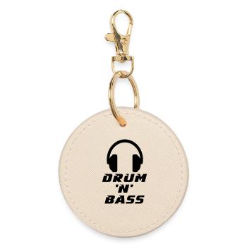 Drum 'n' Bass Music - Round Keyring - oyster - Front