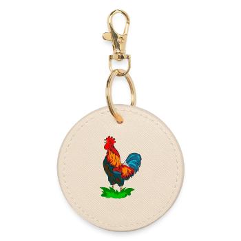 hahn vogel - Runder Schlüsselanhänger - Auster - Vorne