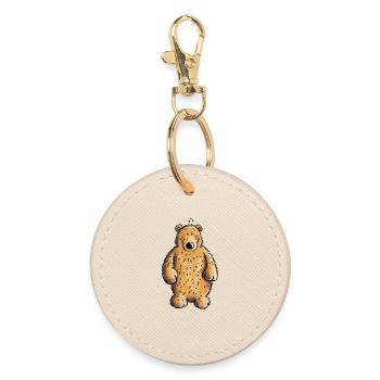Funny Grizzly Bear - Cute - Gift - Round Keyring - oyster - Front
