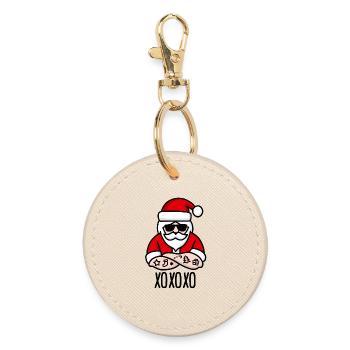 xoxoxo xoxo xo ho Hugs Kisses Weihnachtsmann - Runder Schlüsselanhänger - Auster - Vorne