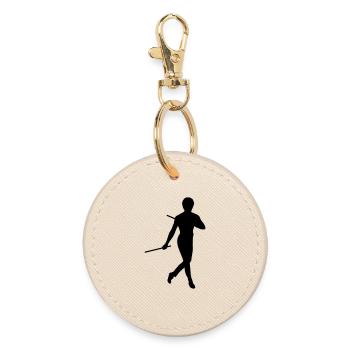 Bruce lee kung fu escrima shadow figure - Round Keyring - oyster - Front